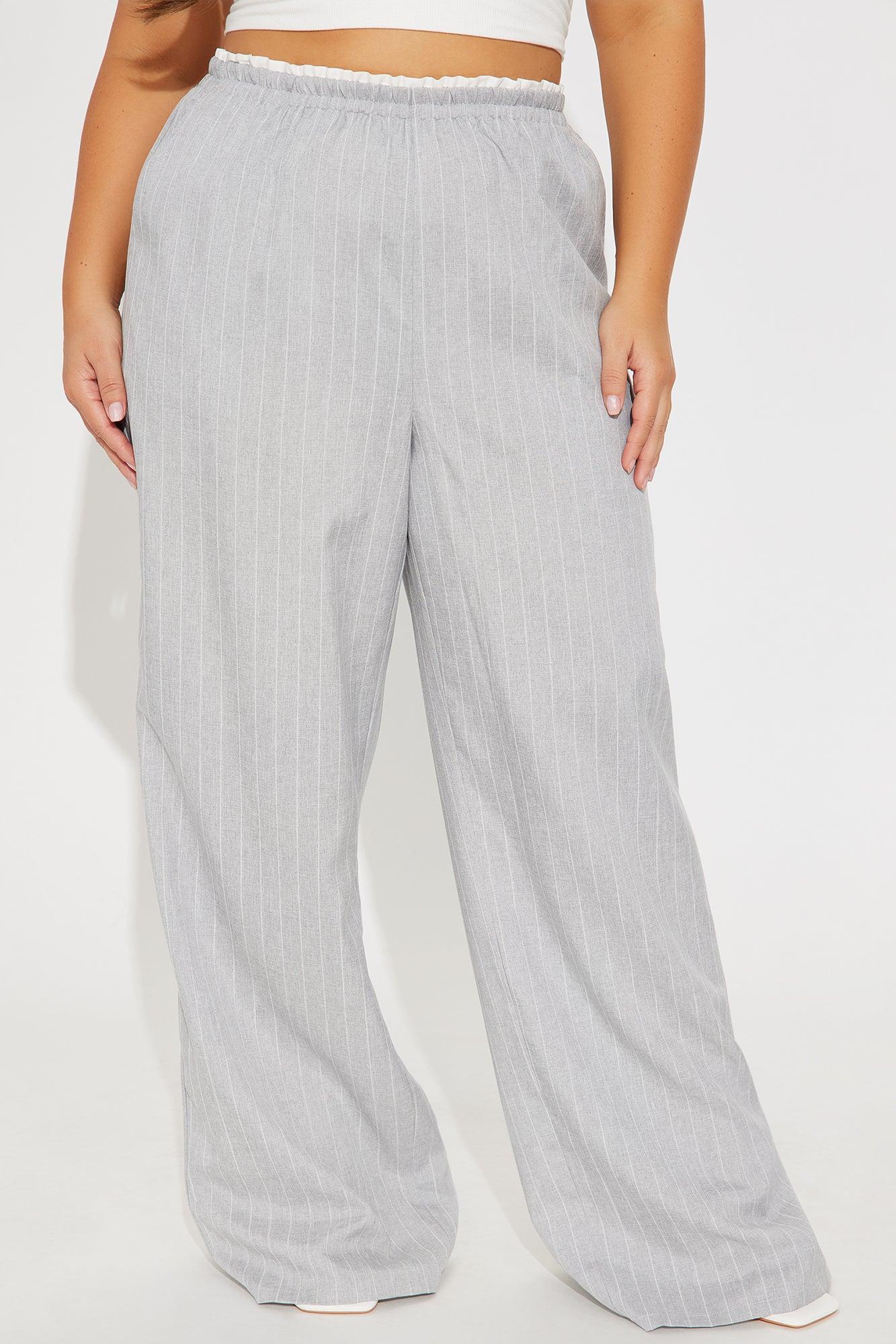 Nolan Pinstripe Double Waistband Pant - Grey Product Image