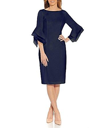Adrianna Papell Knit Crepe Tiered Sleeve Dress Product Image