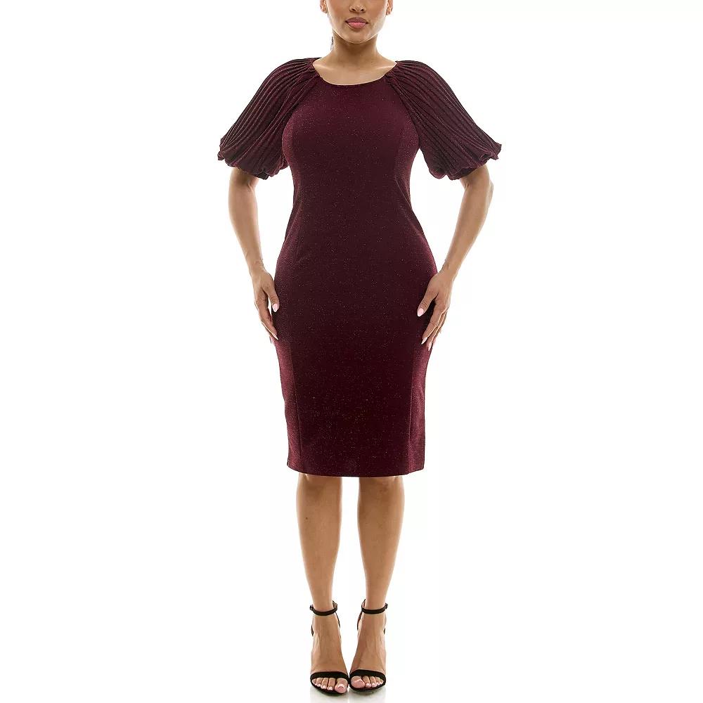 Women's Nina Leonard Puff Sleeve Sheath Dress,  Product Image