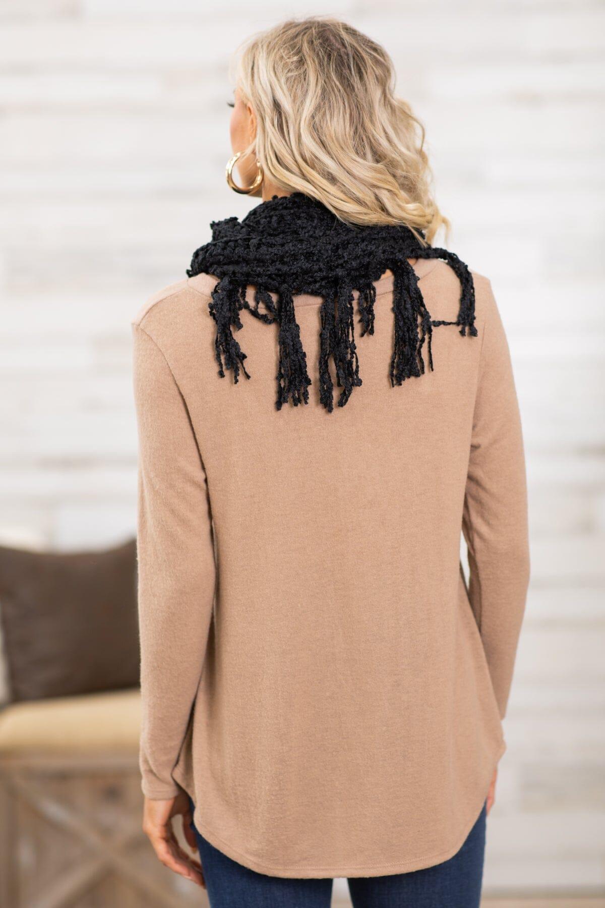Taupe Top and Black Infinity Scarf Bundle Product Image