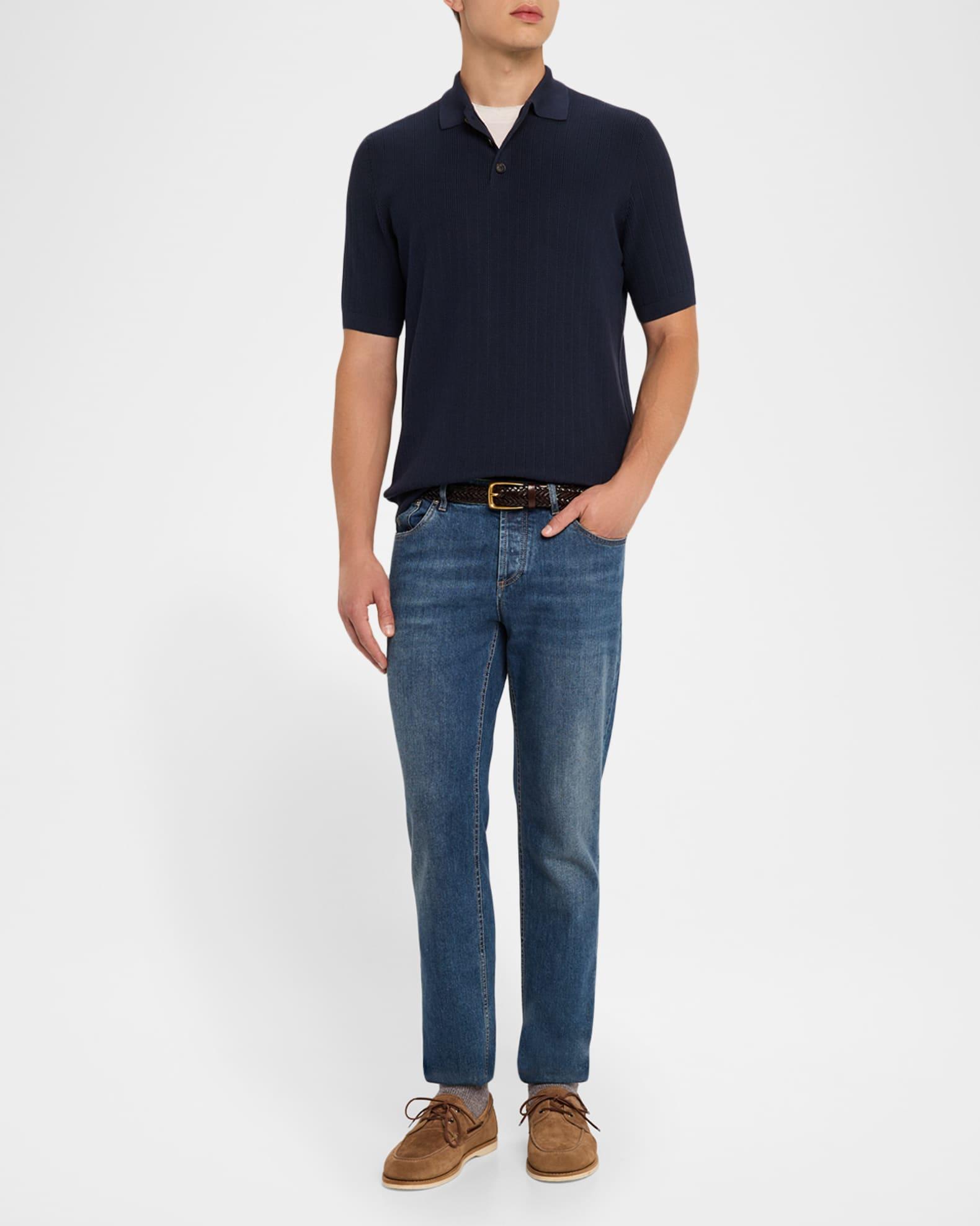 Men's Cotton Textured Polo Shirt Product Image