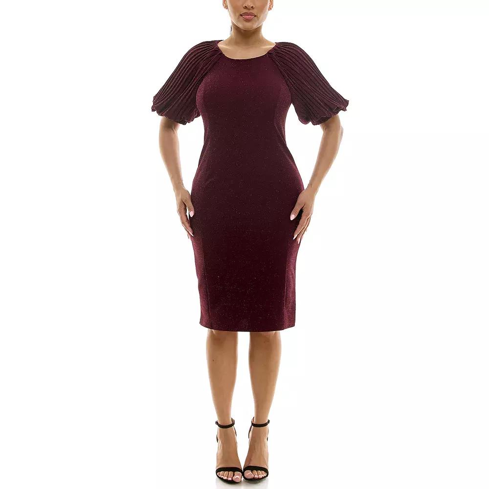 Women's Nina Leonard Puff Sleeve Sheath Dress,  Product Image