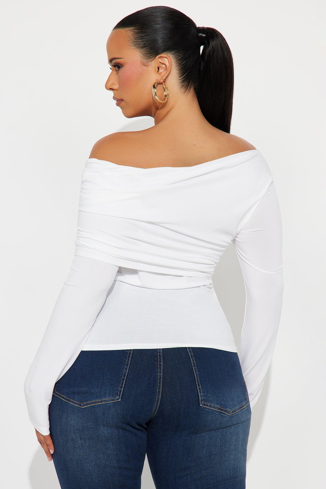 Modern Art Long Sleeve Ruched Top - Ivory Female Product Image