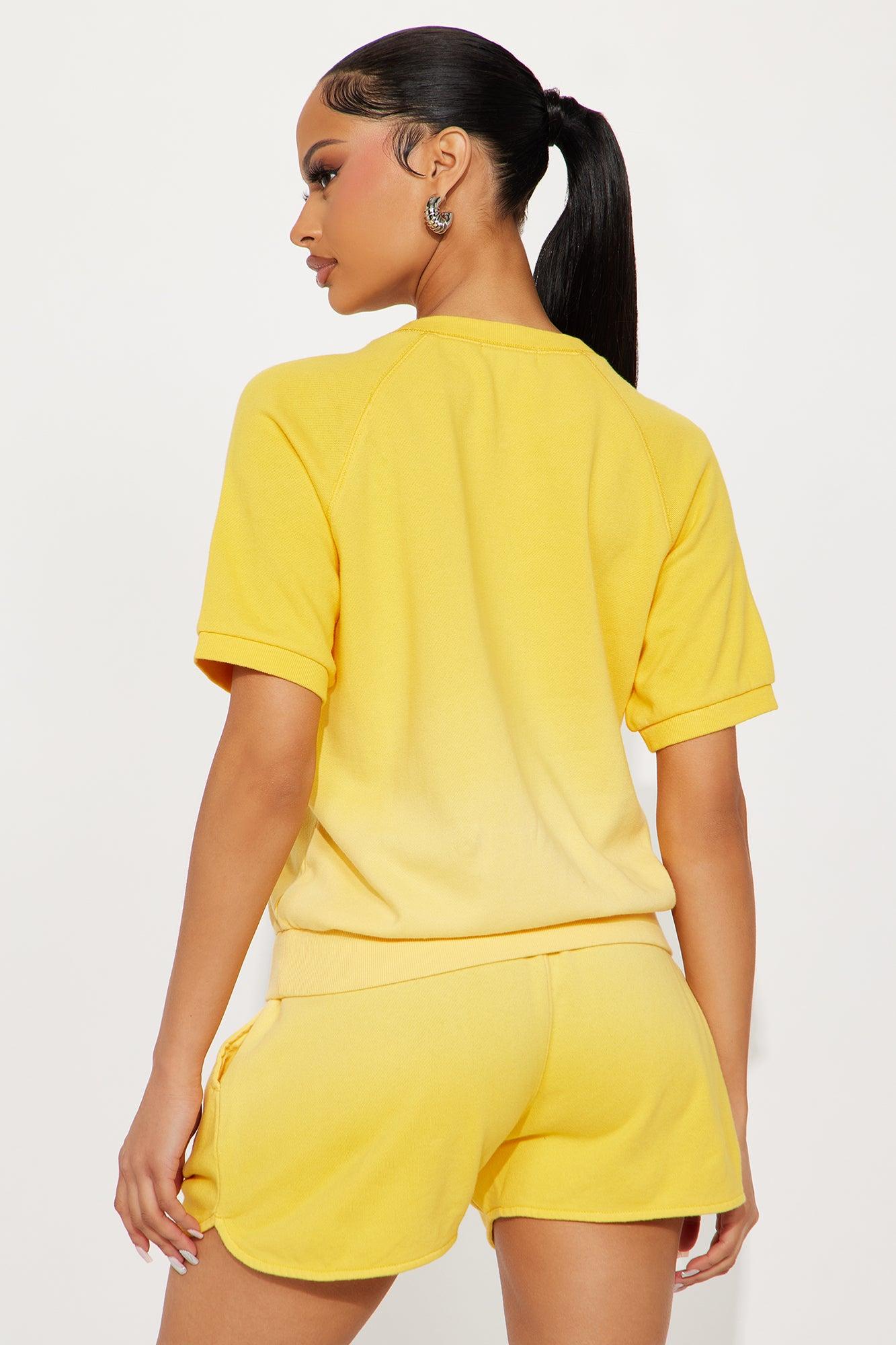 Mellow Mood Lounge Short Set - Yellow Female Product Image