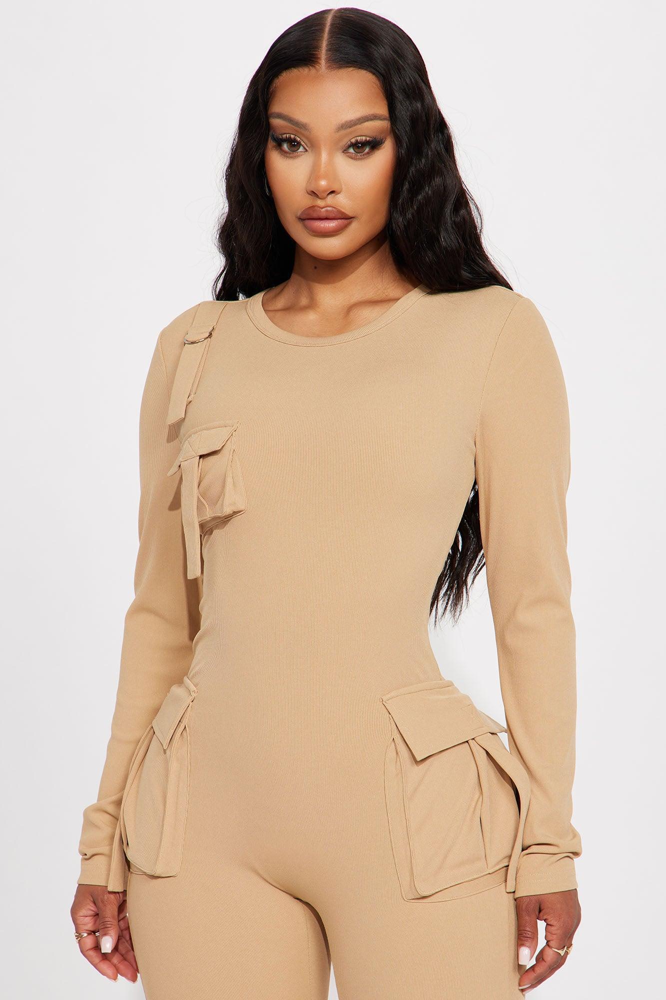 Maddix Long Sleeve Jumpsuit - Taupe Product Image