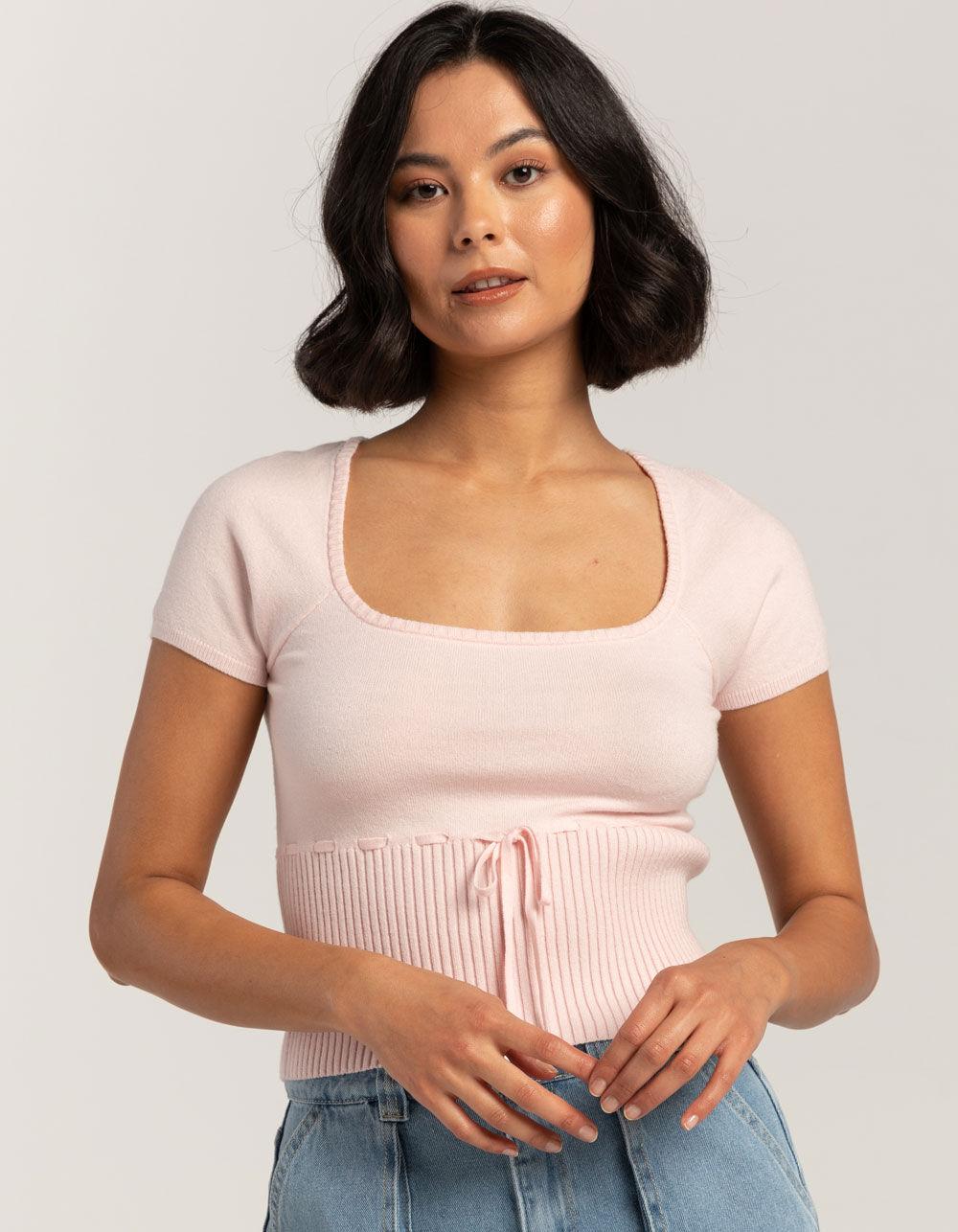 RSQ Womens Ribbon Rib Sweater - PINK Product Image