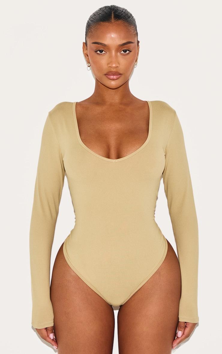 Shape Stone Sculpted V Neck Long Sleeve Bodysuit Product Image