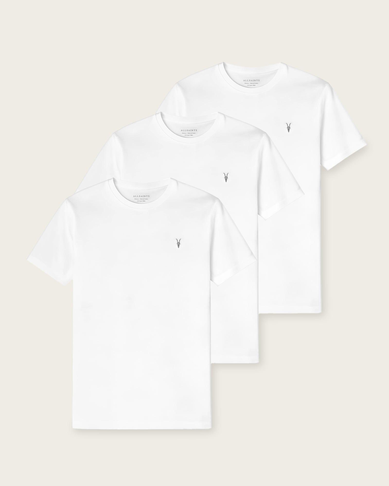 Brace Brushed Cotton T-Shirts 3 Pack White | ALLSAINTS US Product Image