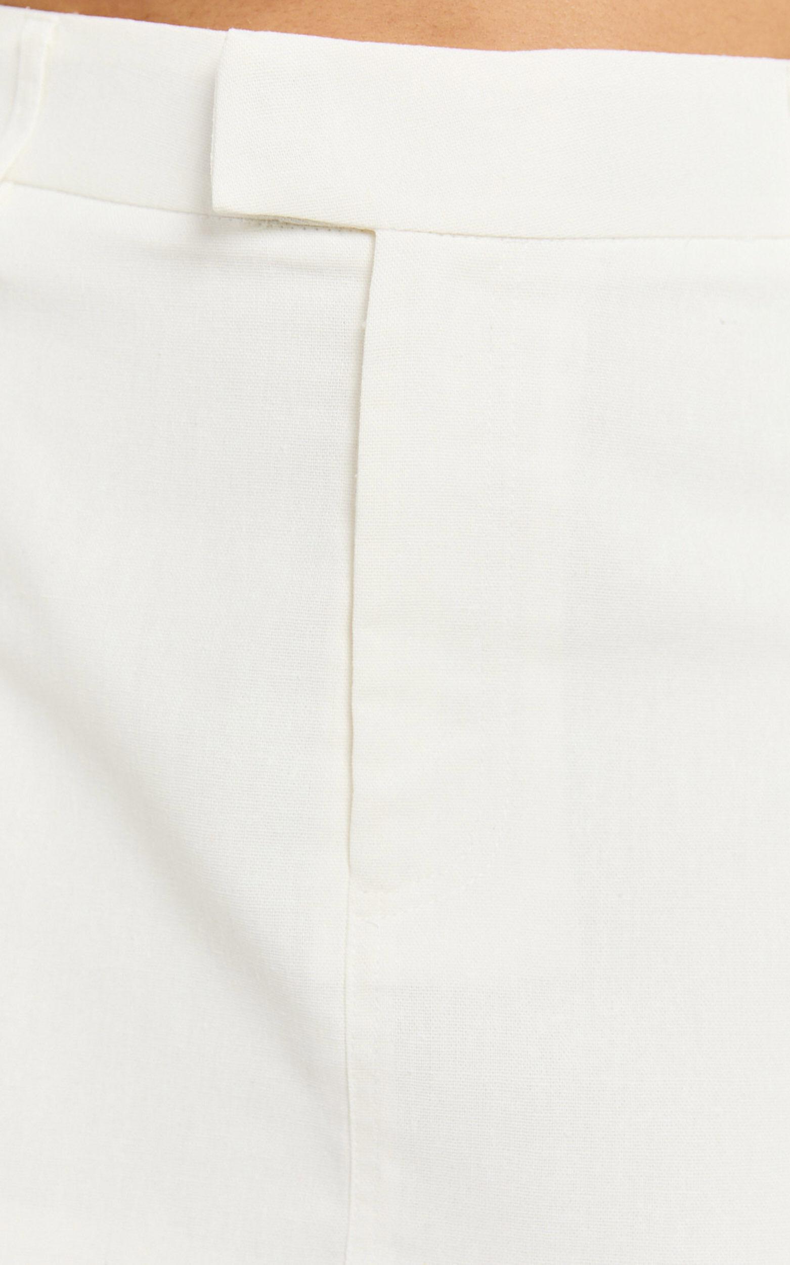 Farrow Mini Skirt - Tailored Linen Skirt in White Product Image