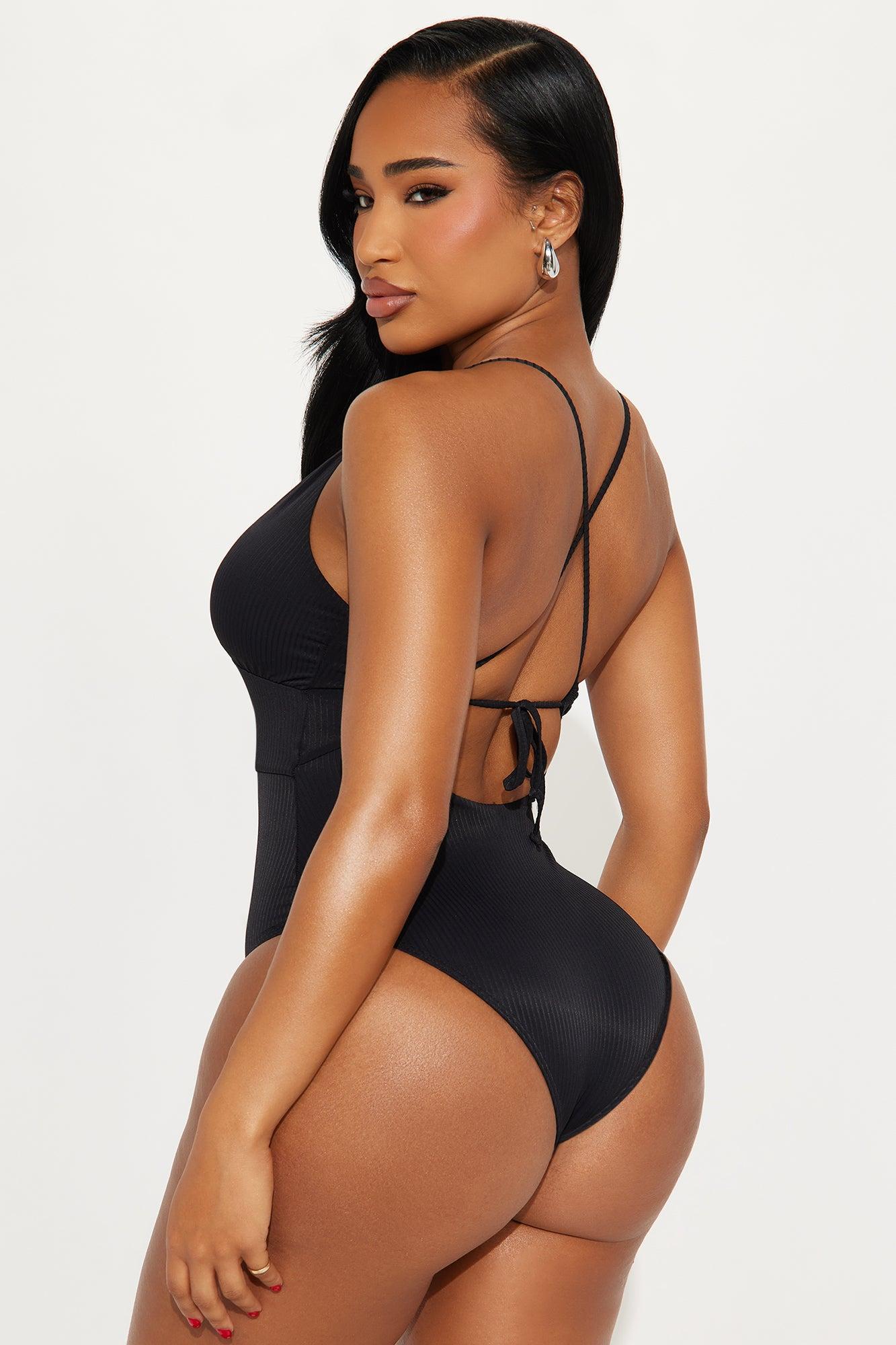Feeling Good U Wire Ribbed 1 Piece Swimsuit - Black Female Product Image