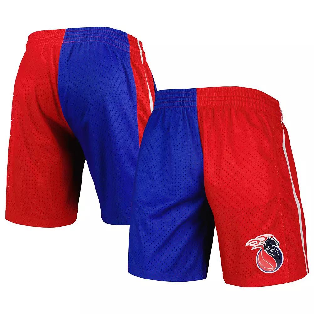 Men's Mitchell & Ness Blue/Red Detroit Pistons Hardwood Classics 2003 Split Swingman Shorts, Size: 5XL, Pis Blue Product Image