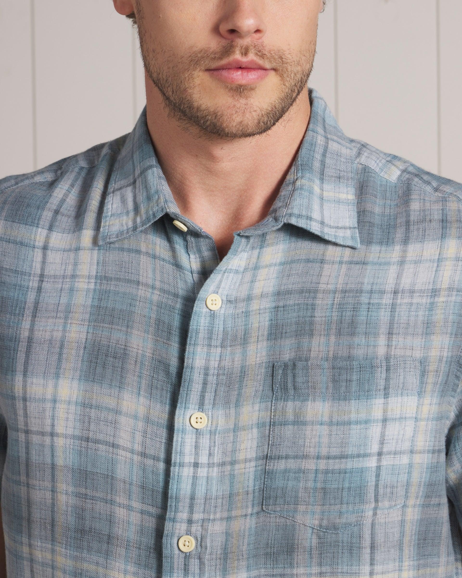 Madras Power Loom Twill Short Sleeve Shirt - Blue Tones Product Image