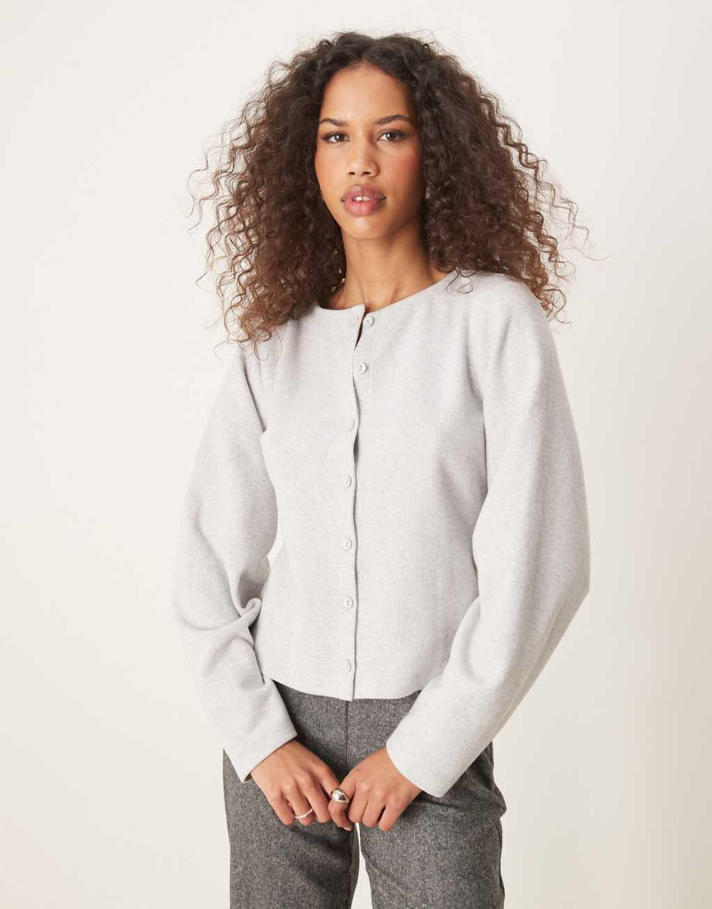 ASOS DESIGN cocoon super soft cardigan in gray heather Product Image