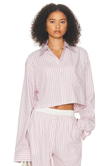 Wide Stripe Poplin Cropped Shirt Product Image