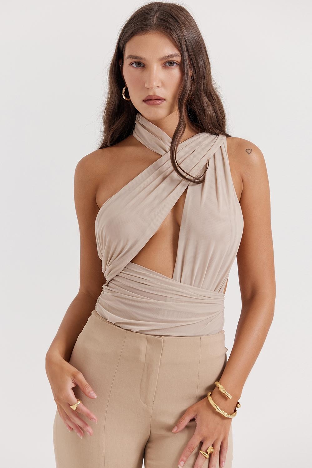 Cheyanne  ecru gathered bodysuit Product Image