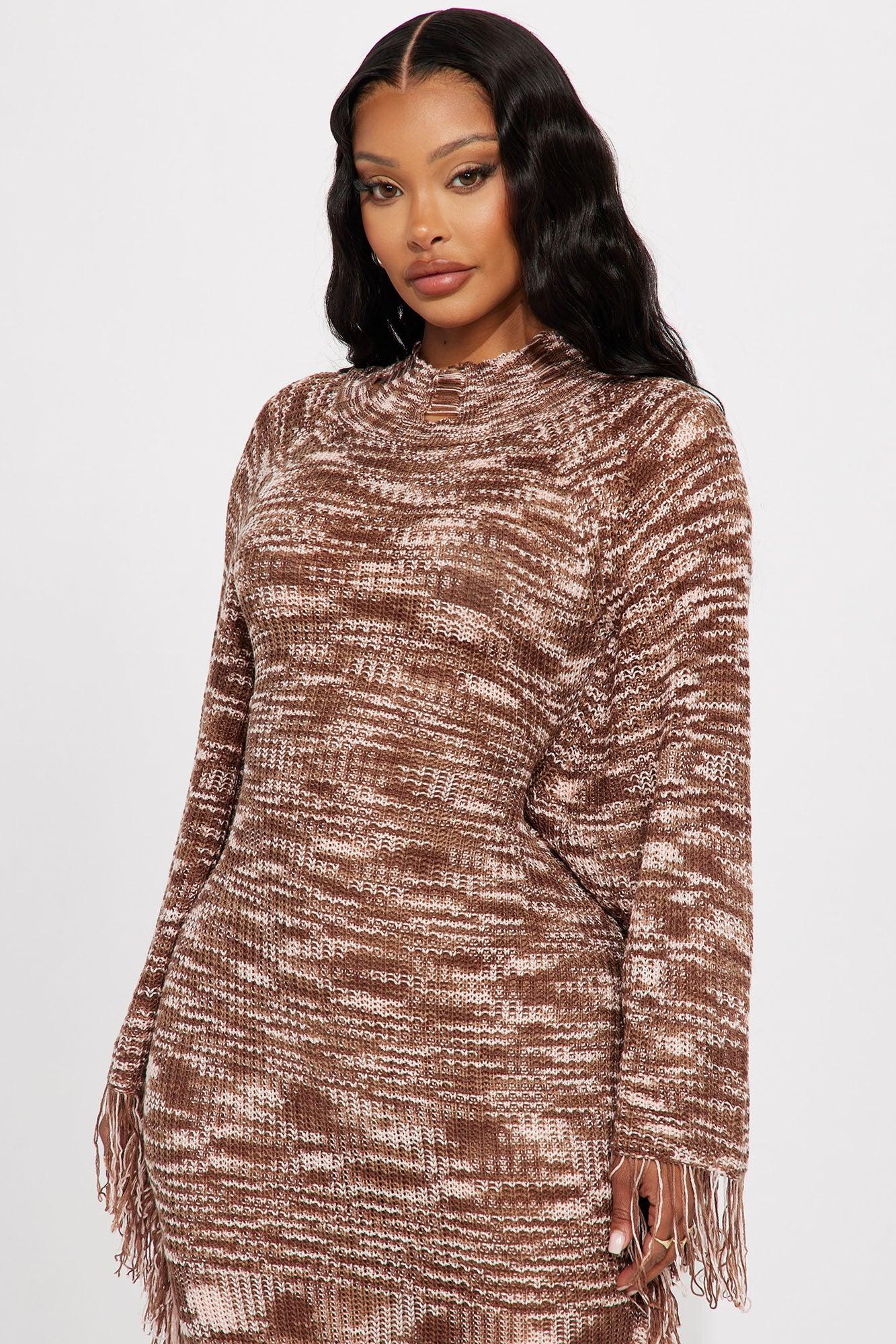 Danica Sweater Maxi Dress - Brown/combo Female Product Image