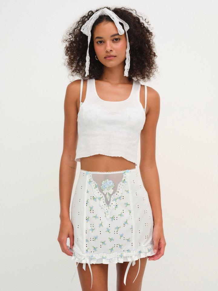 Budding Blossom Garter Skirt — White Product Image
