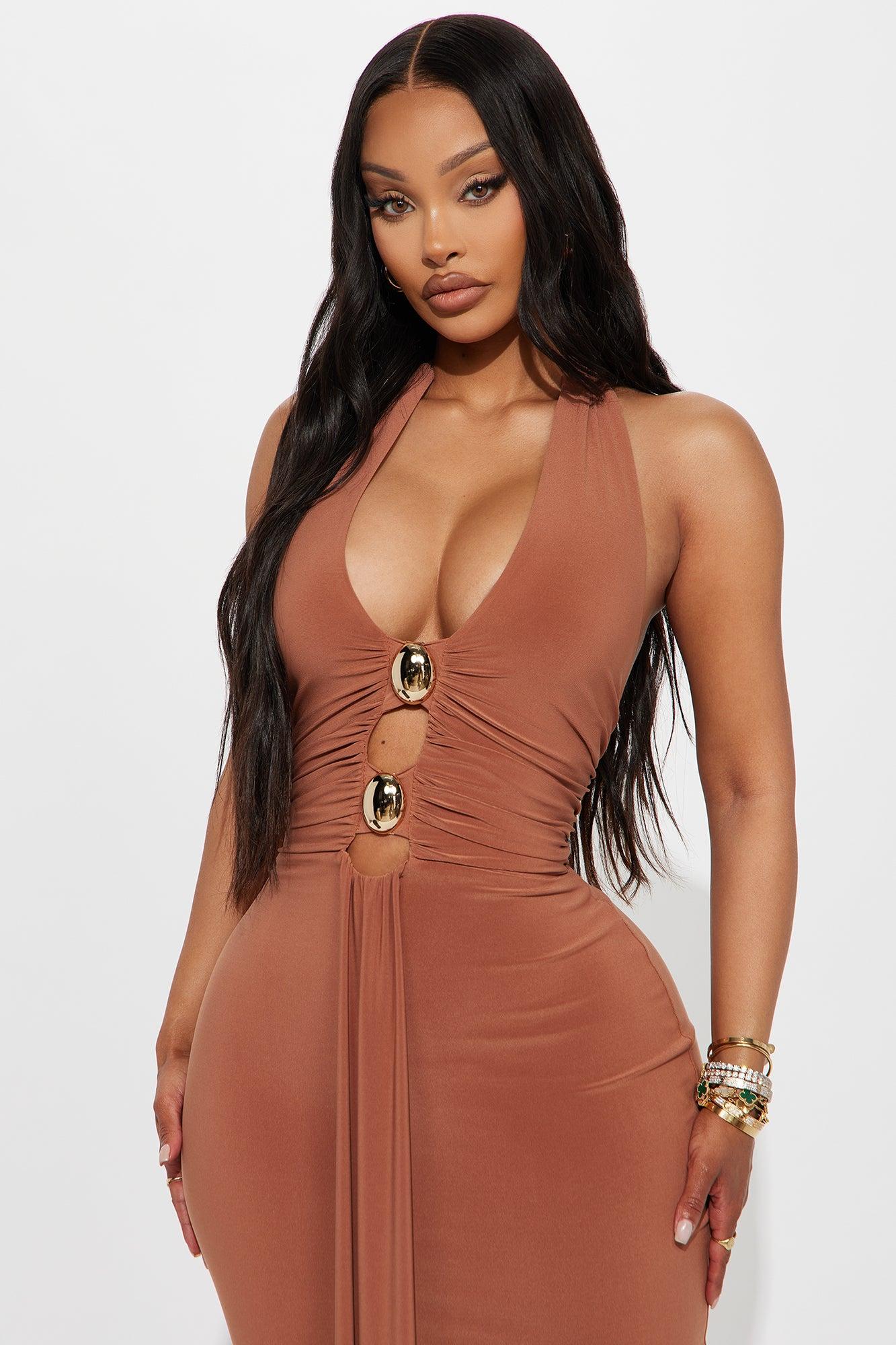 Alaia Draped Halter Maxi Dress - Copper Female Product Image