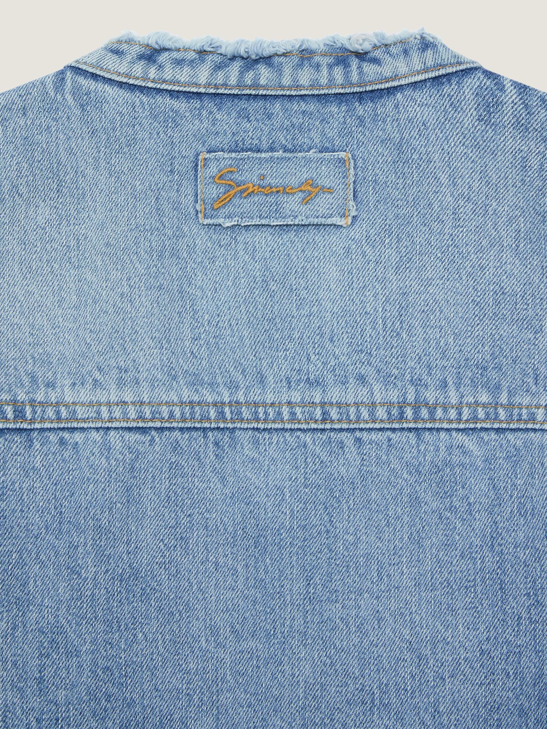 Jacket in denim with 4G jewel button Product Image