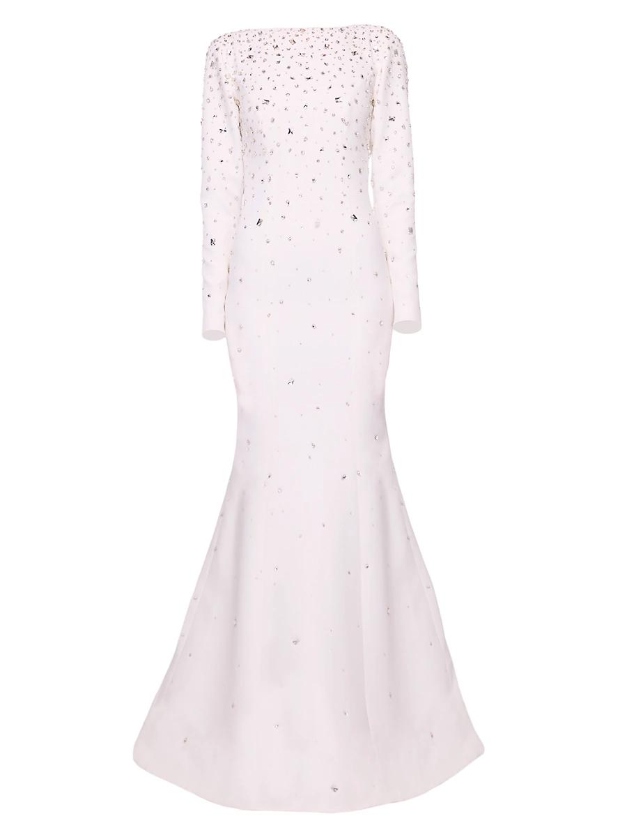 Womens Embellished Crepe Fishtail Gown Product Image