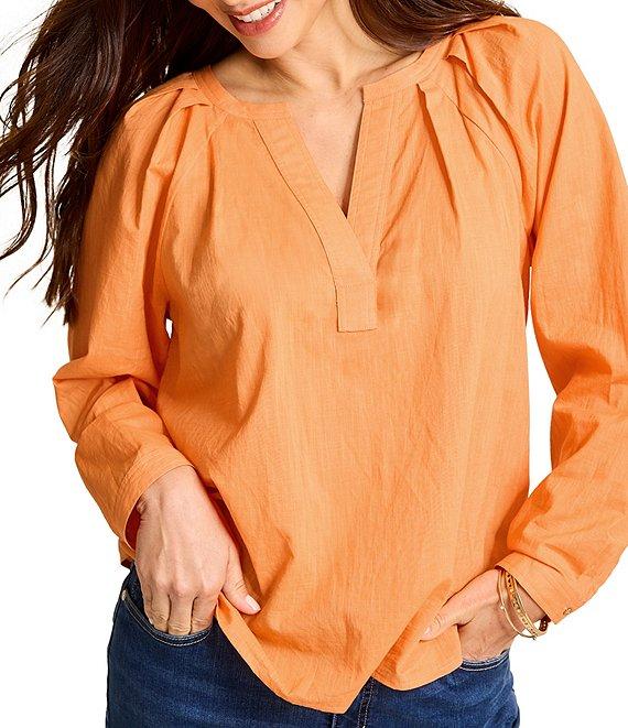 Tommy Bahama Sedona Sun Voile Split-V Neck Pintuck Long Sleeve Top Product Image