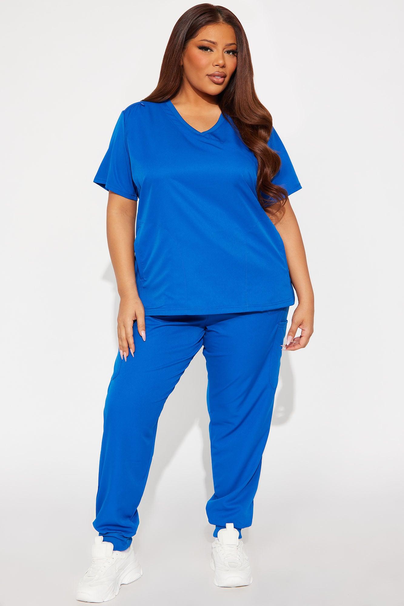 Get To Work Stretch Uniform Scrub Jogger Set - Royal Female Product Image