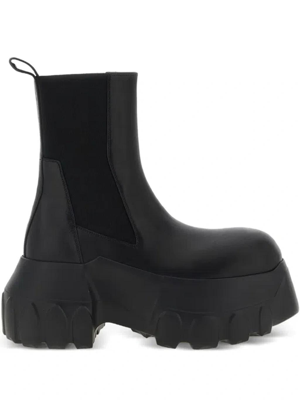 RICK OWENS Beatle Mega Tractor Leather Chelsea Boots In Black Product Image