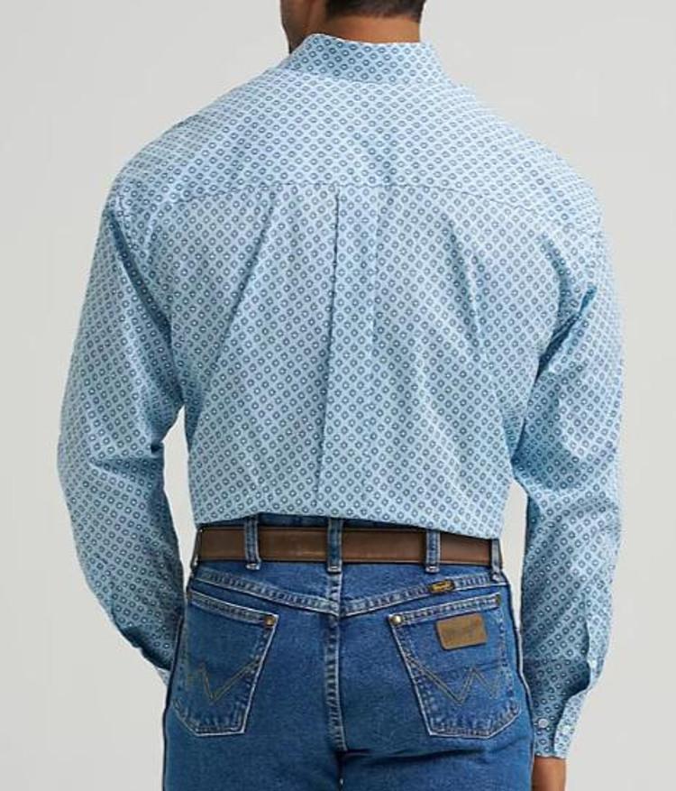 Wrangler® George Strait™ Men's L/S Powder Blue Diamond Print Button Shirt Product Image