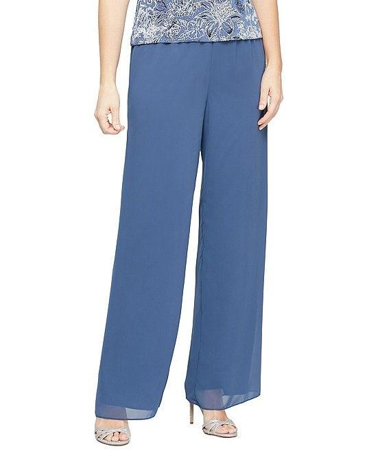 Alex Evenings Wide Leg Mid Rise Chiffon Pants Product Image