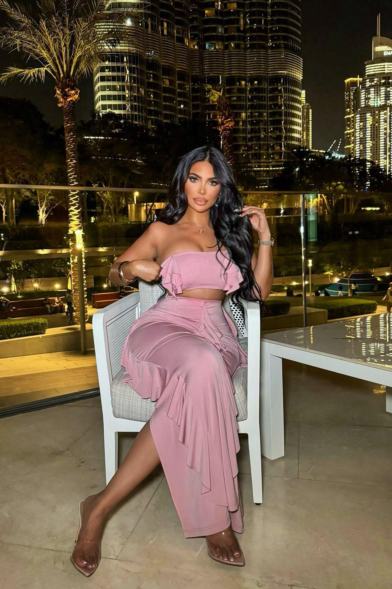 Love Affair Ruffle Skirt Set - Mauve Product Image