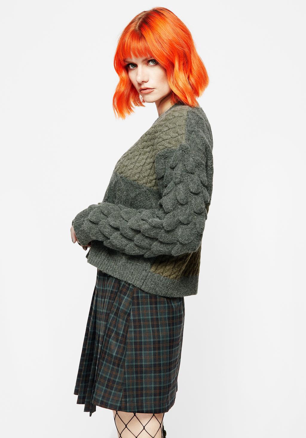 Brazen Spliced Cardigan - Green Product Image