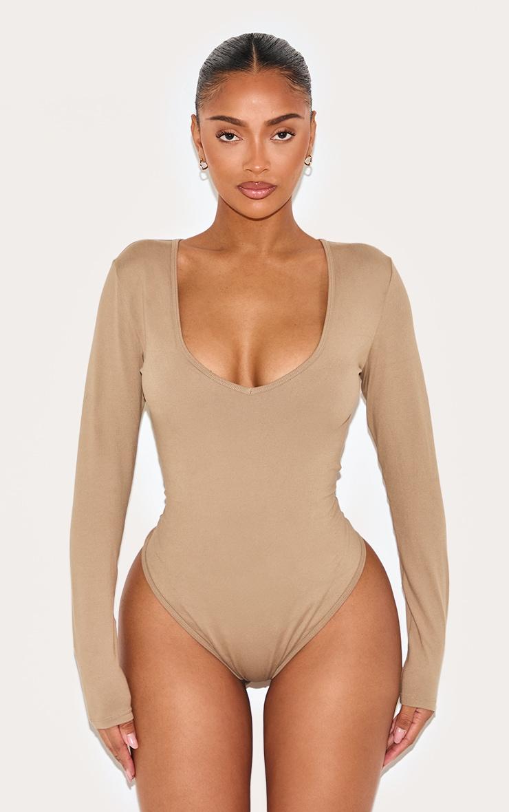 Shape Olive Sculpted V Neck Long Sleeve Bodysuit Product Image