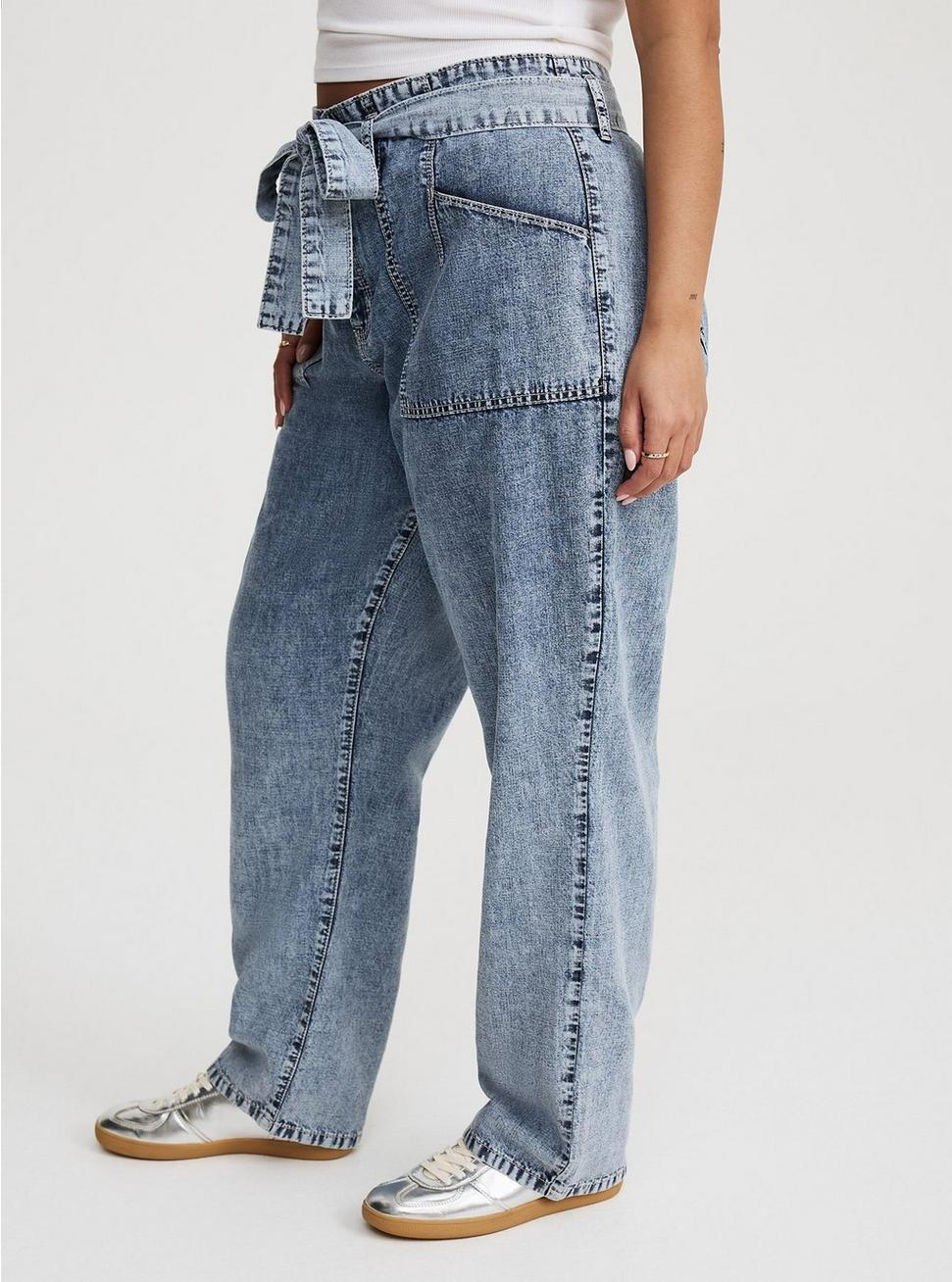 Baggy High-Rise Tie-Belt Jean Product Image
