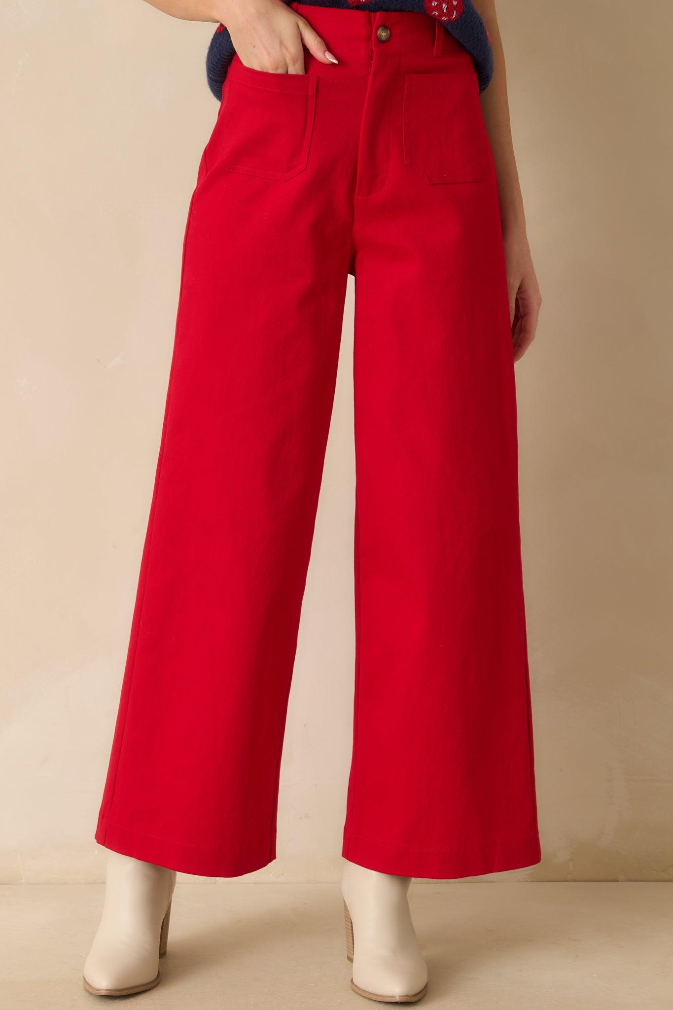 Go Boldly Red Wide Leg Jeans L / Red Product Image