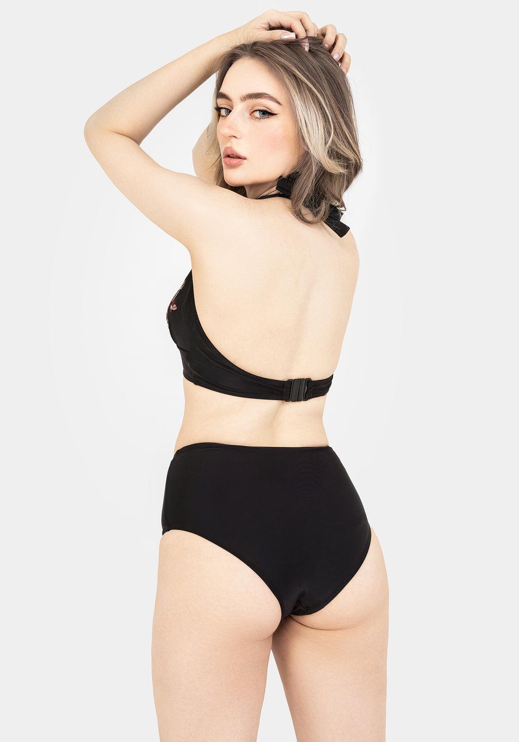 Copia Floral Embroidered Halter Bikini Top Product Image