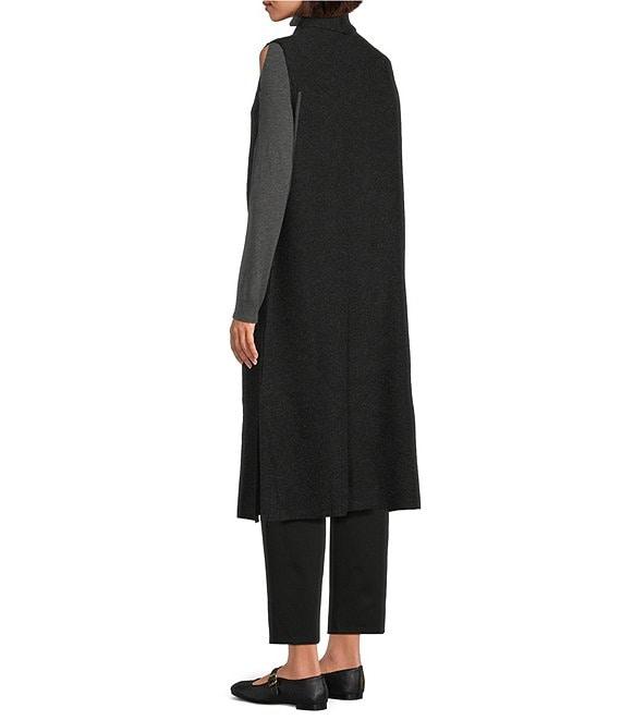 Eileen Fisher Ligthweight Boiled Wool Shawl Collar Sleeveless Vest Product Image