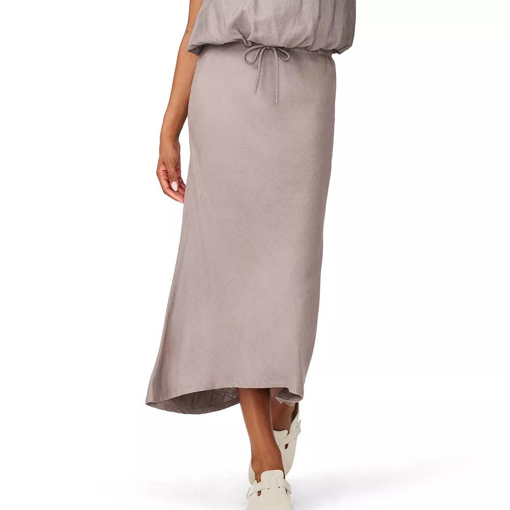 Women's Grey & Gray Drawstring Waist Linen Blend Skirt,  Product Image