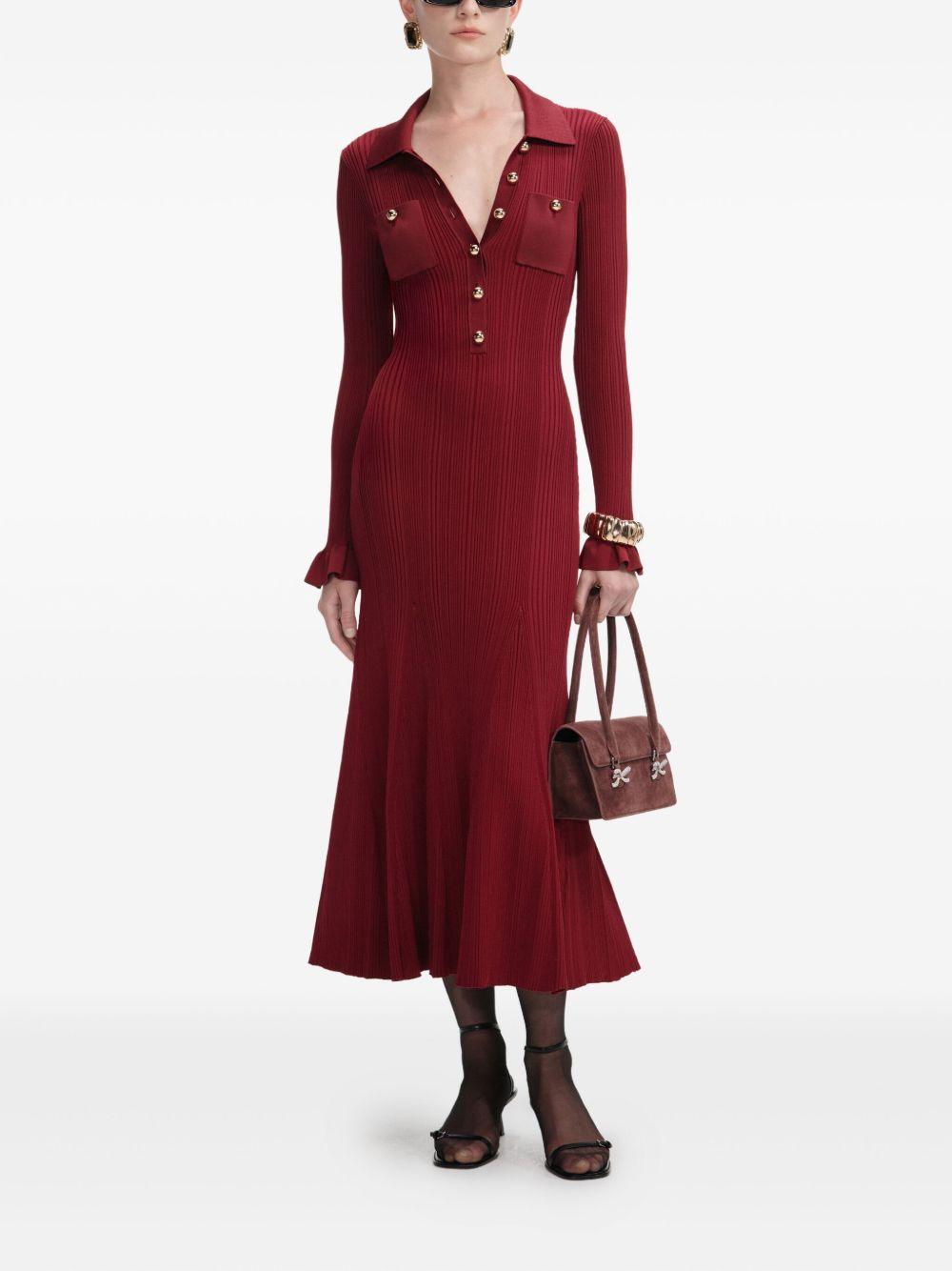 ribbed-knit buttoned midi dress Product Image