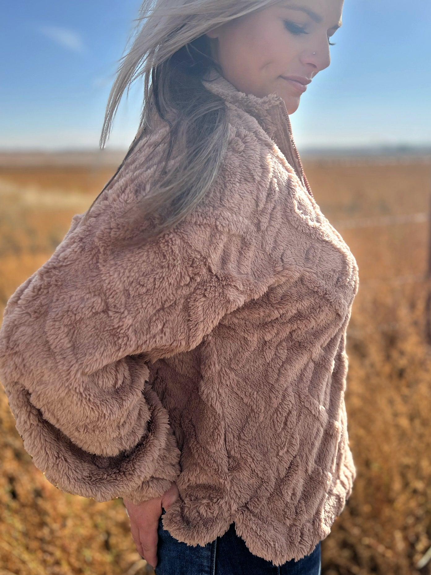 Fuzzy Fleece Cozy Cable Pattern Pullover* Product Image