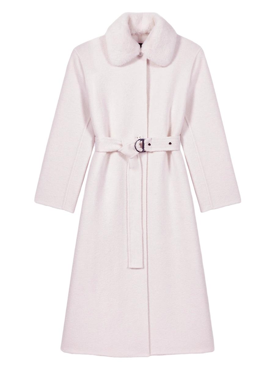 Womens Wool Coat with Removable Collar Product Image