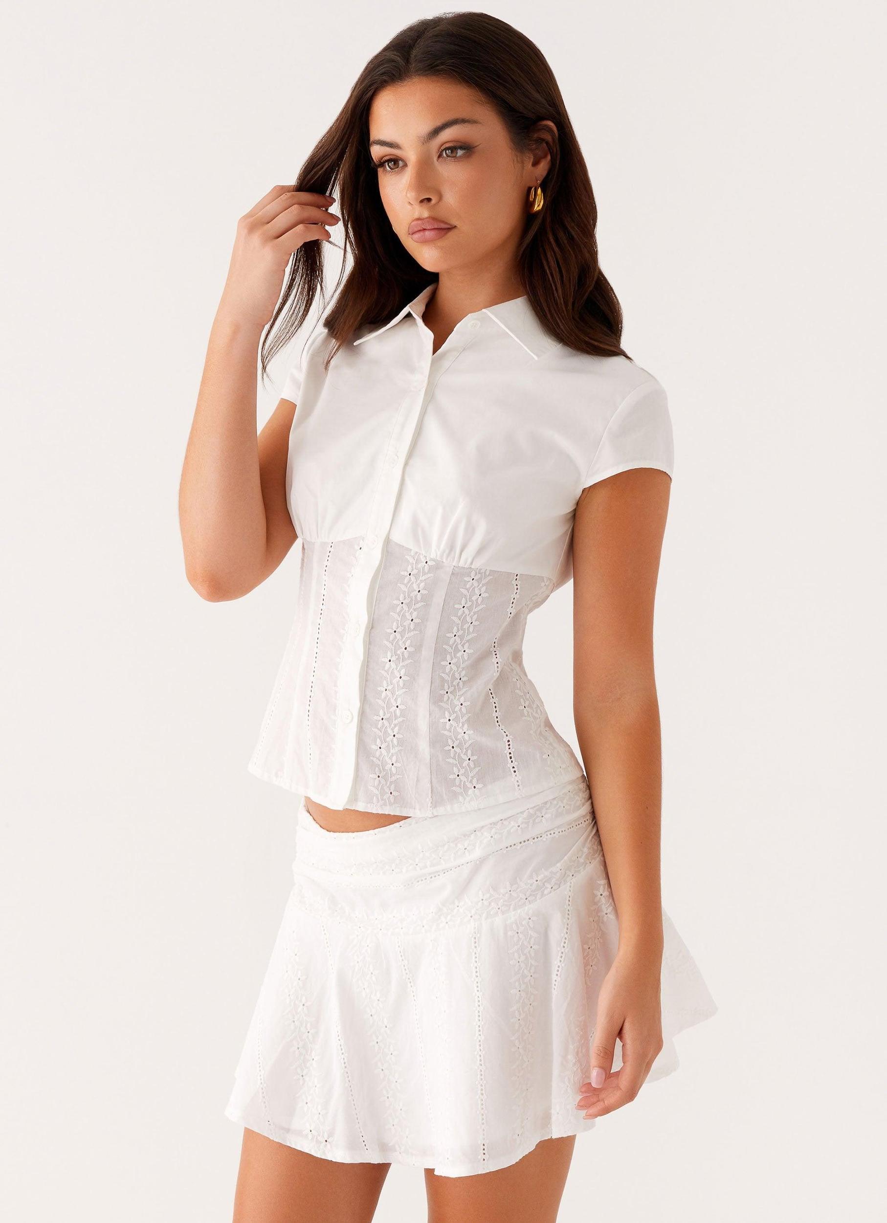 Devoted Mini Skirt - White Product Image