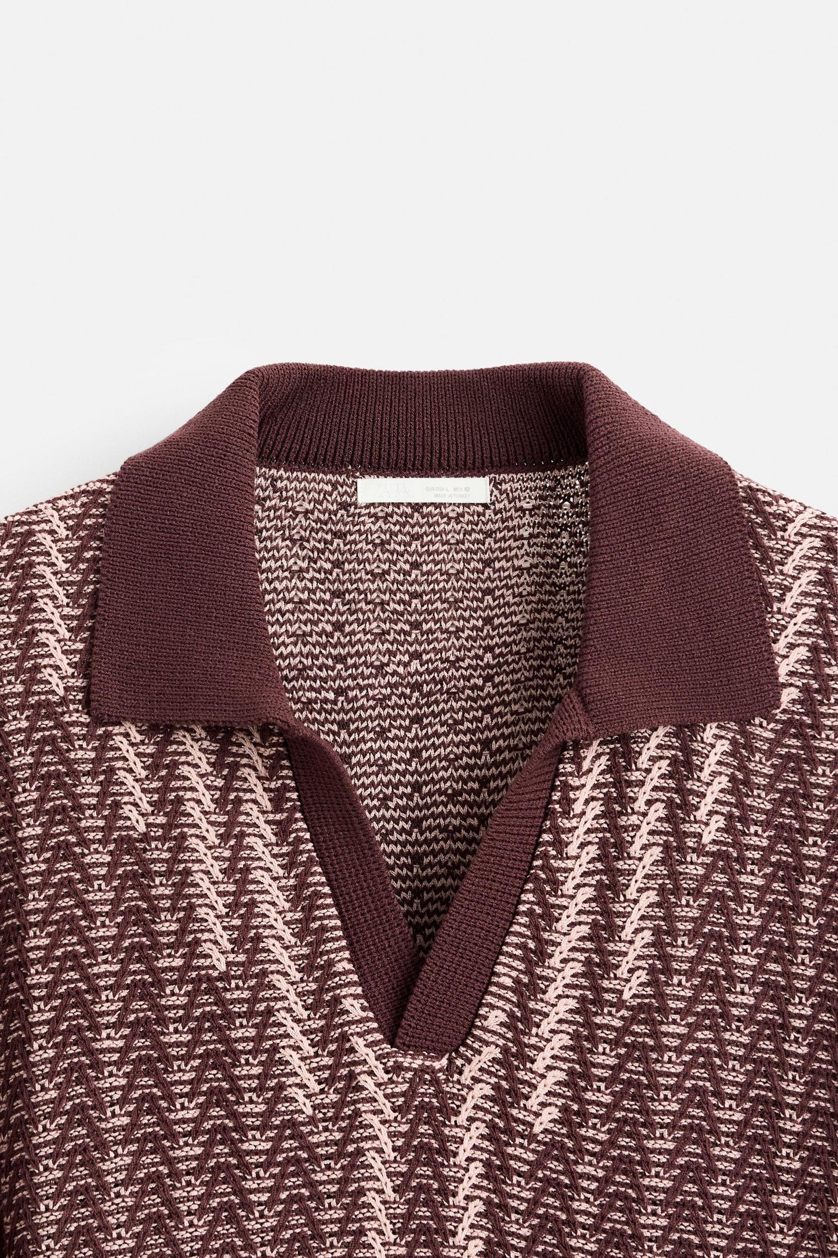 CONTRAST TEXTURED KNIT POLO Product Image