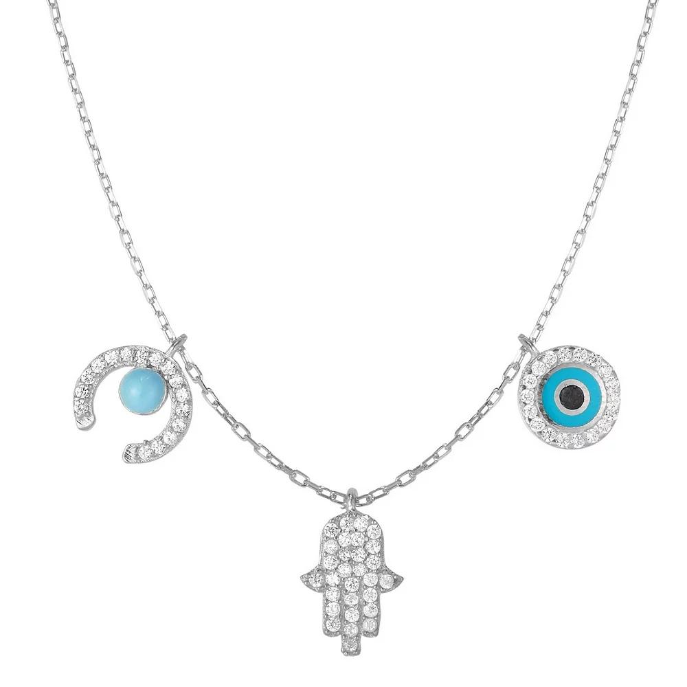 Sunkissed Sterling Cubic Zirconia Triple Protection Charm Necklace, Women's, Size: 18", Gold Tone Product Image