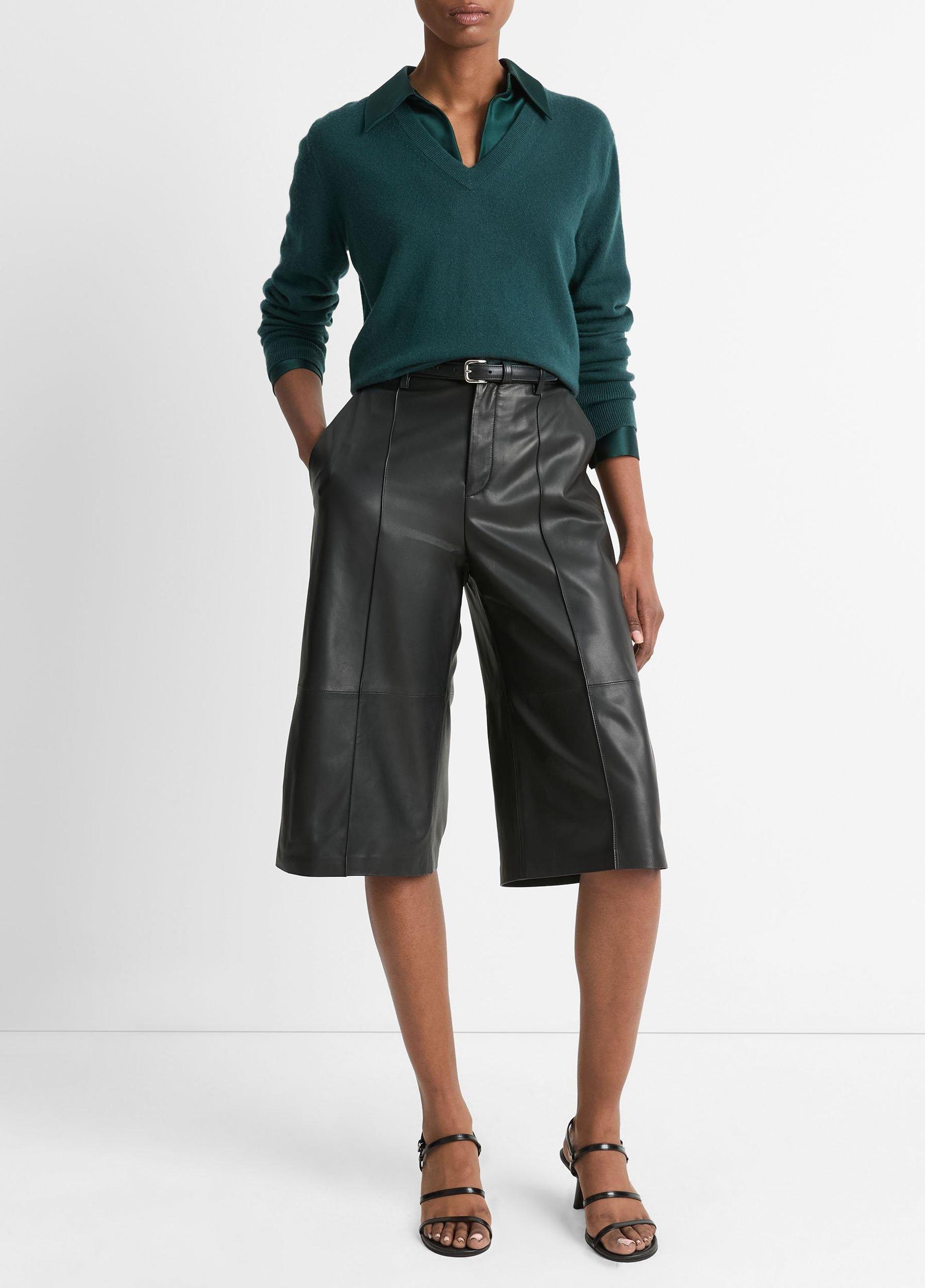 Leather Mid-Rise Long Short Product Image