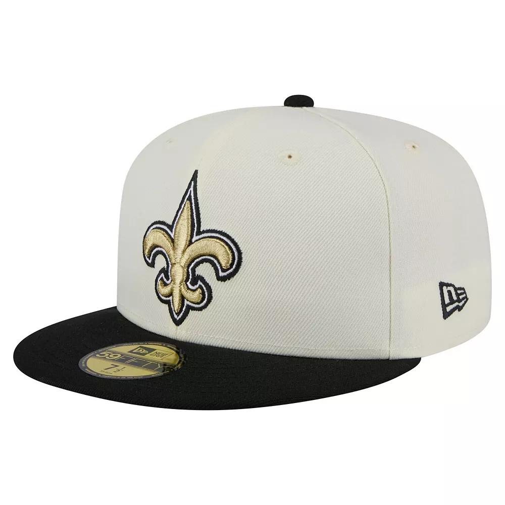 Men's New Era  White/Black New Orleans Saints  Main 59FIFTY Fitted Hat, Size: 7 1/4 Product Image