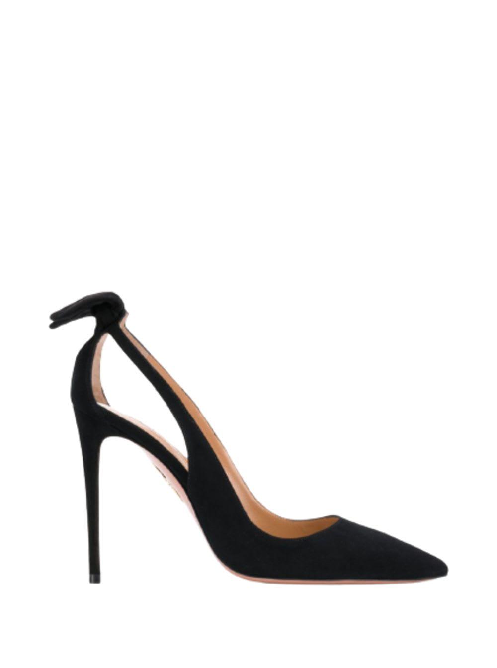 AQUAZZURA Bow Tie 85 Suede Pumps In Black Product Image