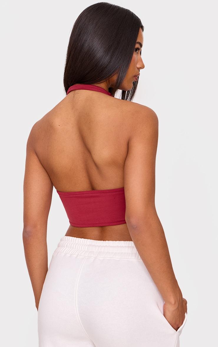 Dark Red Seamless Halter Gym Top Product Image