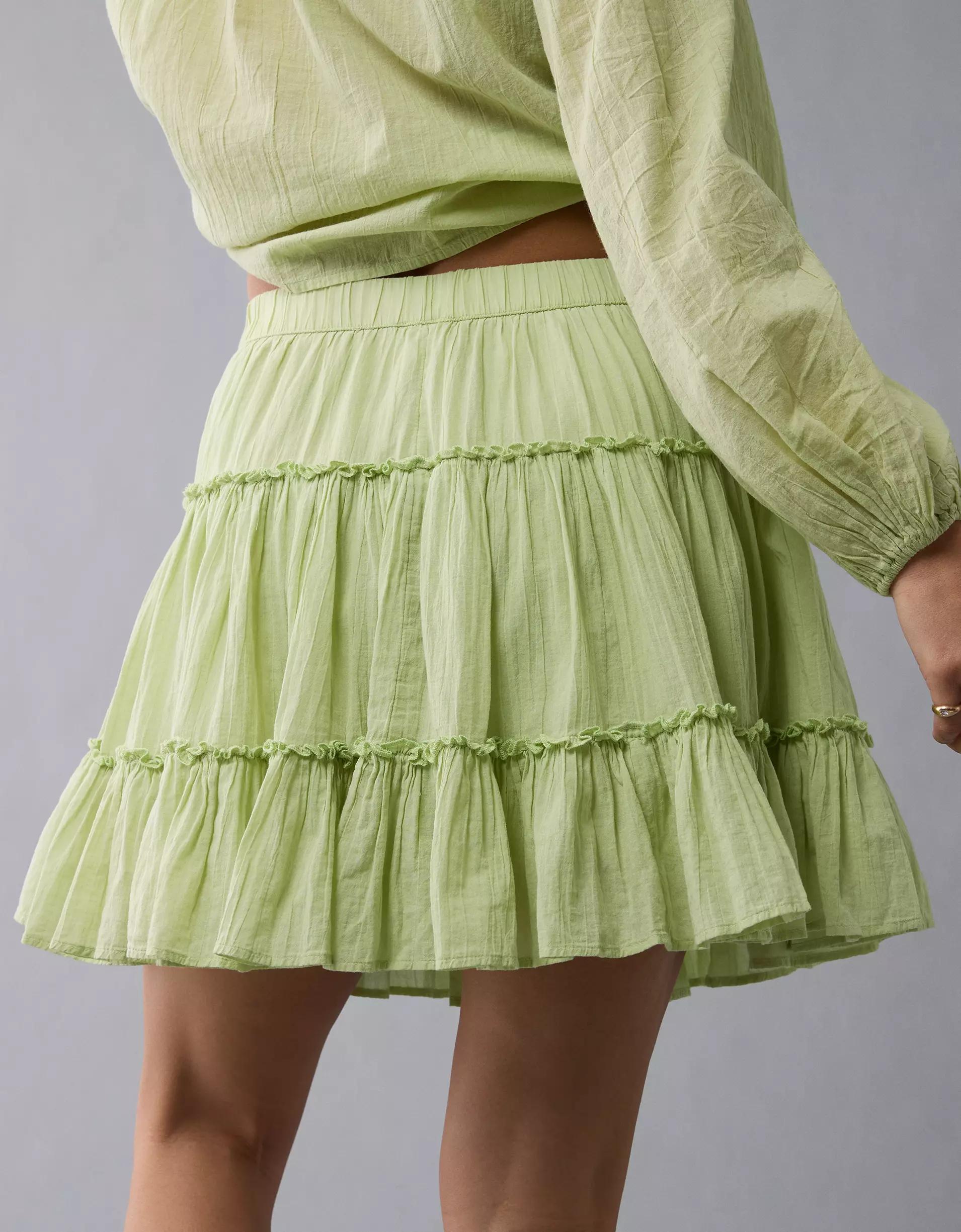 AE High-Waisted Tiered Mini Skirt Product Image