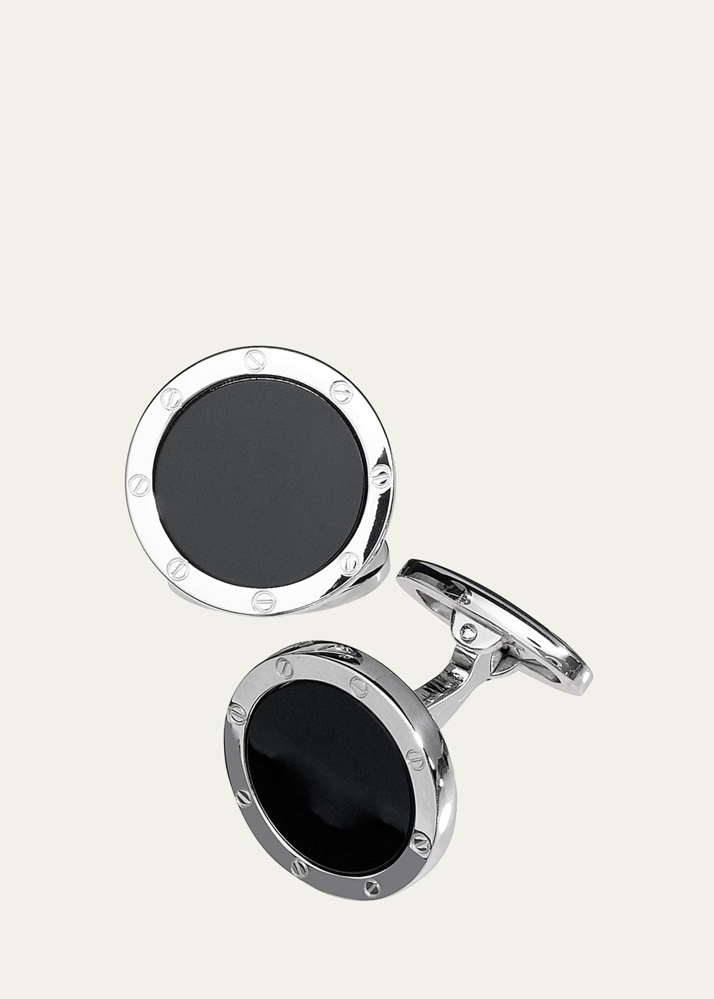Round Onyx Cuff Links Product Image