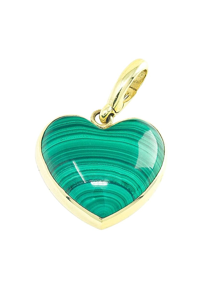 Womens 18K Yellow Gold & Malachite Small Heart Charm Product Image